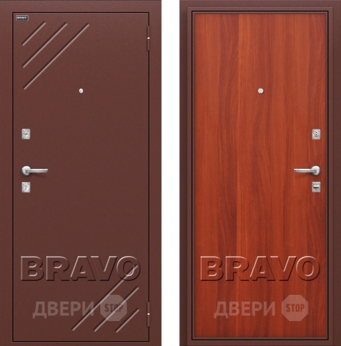 Входная металлическая Дверь Bravo Оптим Стандарт Итальянский Орех в Бронницах
