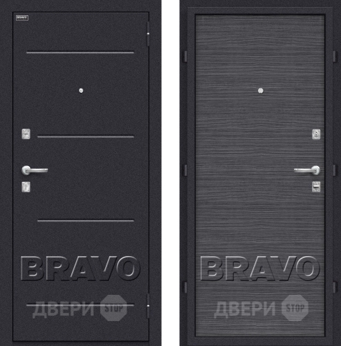 Входная металлическая Дверь Bravo Оптим Кобра Black Wood в Бронницах