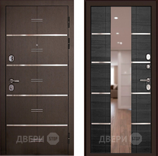 Входная металлическая Дверь (Дверной Континент) Савона с зеркалом Венге в Бронницах