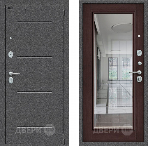 Входная металлическая Дверь Bravo Porta S-2 104/П61 с зеркалом венге в Бронницах