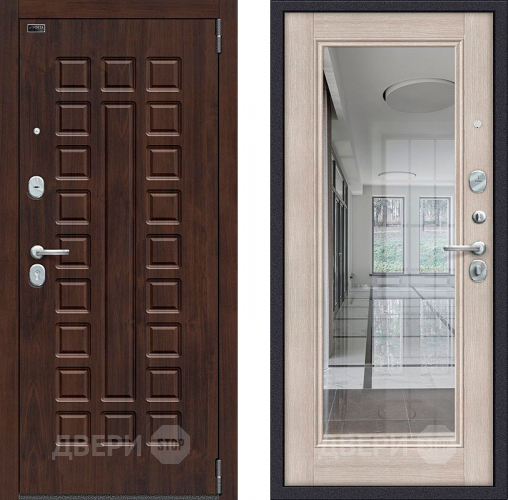 Входная металлическая Дверь Bravo Porta S-3 51/П61 с зеркалом Капучино в Бронницах