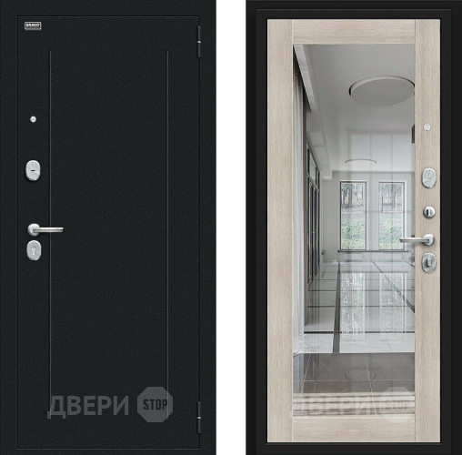 Входная металлическая Дверь Bravo Флэш Букле черное/Cappuccino Veralinga в Бронницах