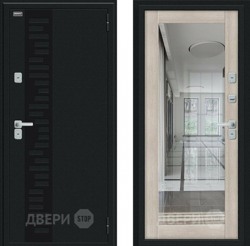 Входная металлическая Дверь Bravo Thermo Флэш Декор Букле черное/Cappuccino Veralinga в Бронницах