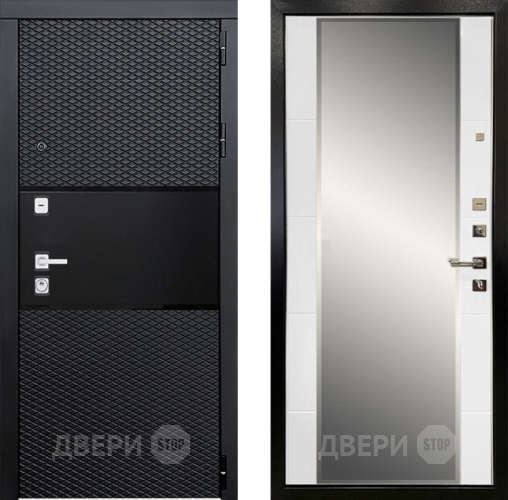 Входная металлическая Дверь Ратибор Прима 3К с зеркалом Белый матовый в Бронницах