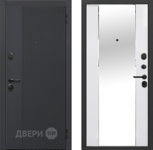 Входная металлическая Дверь Флорида Зеркало Фацет Эммалит Белый в Бронницах