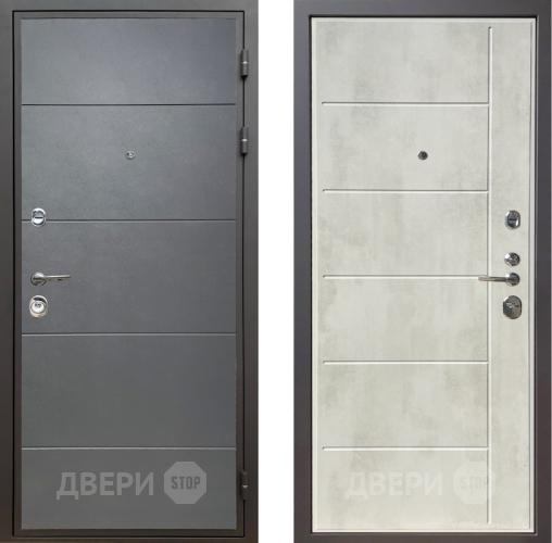 Входная металлическая Дверь Шелтер (SHELTER) Комфорт Лофт графит 11 Бетон крем в Бронницах