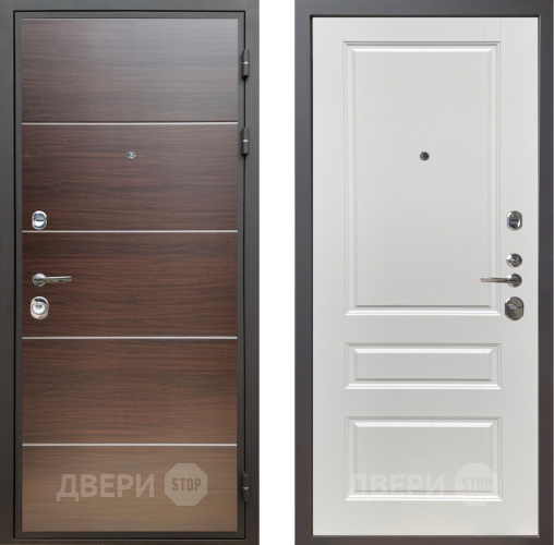 Входная металлическая Дверь Шелтер (SHELTER) Комфорт Венге структурный горизонт 1 Белый ясень в Бронницах