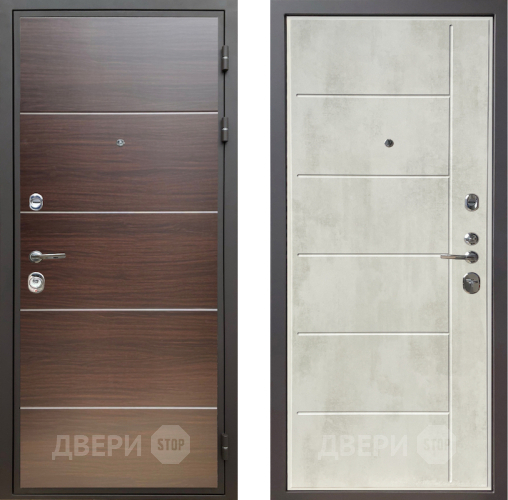 Входная металлическая Дверь Шелтер (SHELTER) Комфорт Венге структурный горизонт 11 Бетон крем в Бронницах