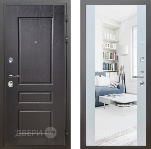 Дверь Шелтер (SHELTER) Комфорт Дуб английский 13 с зеркалом Белый матовый в Бронницах