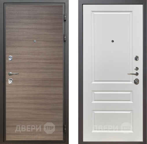 Входная металлическая Дверь Шелтер (SHELTER) Комфорт Дуб тоскано поперечный 1 Белый ясень в Бронницах