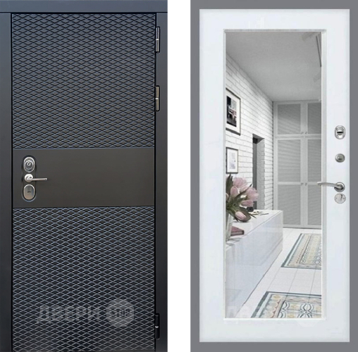 Входная металлическая Дверь Стоп БЛЭК CISA Зеркало Белый ясень в Бронницах