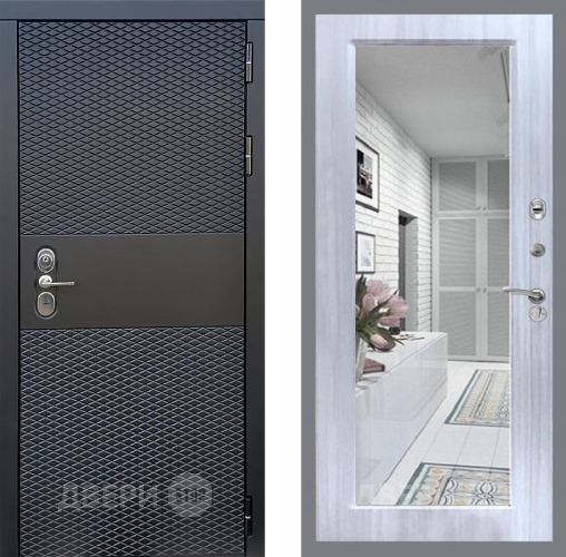 Входная металлическая Дверь Стоп БЛЭК CISA Зеркало Сандал белый в Бронницах