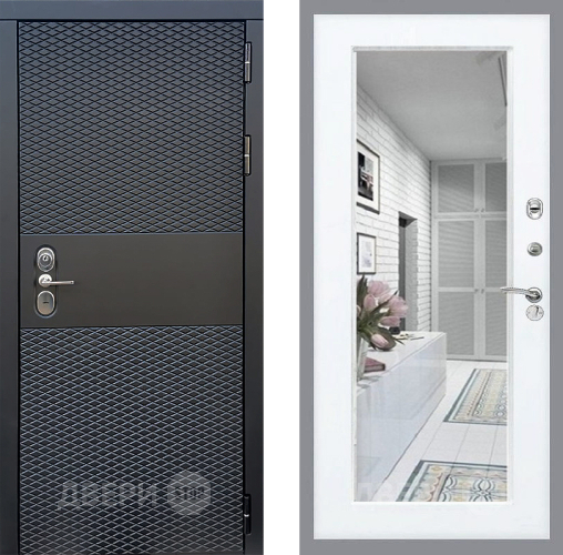 Входная металлическая Дверь Стоп БЛЭК CISA Зеркало Силк Сноу в Бронницах