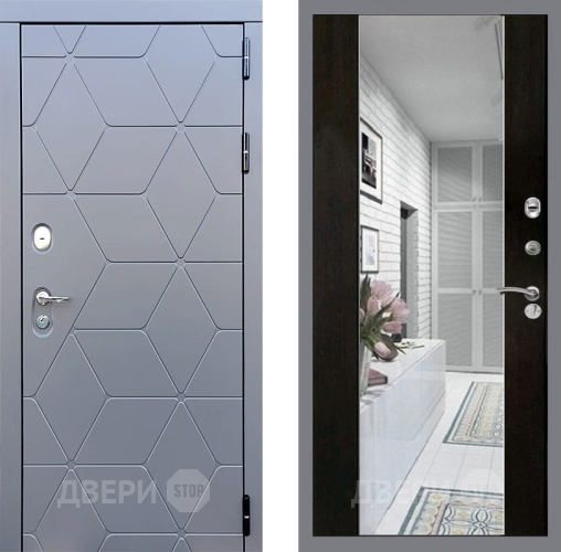 Входная металлическая Дверь Стоп КОСМО Зеркало СБ-16 Венге в Бронницах