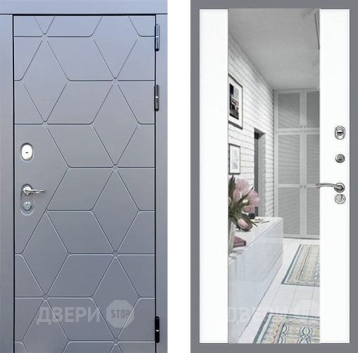 Дверь Стоп КОСМО Зеркало СБ-16 Силк Сноу в Бронницах