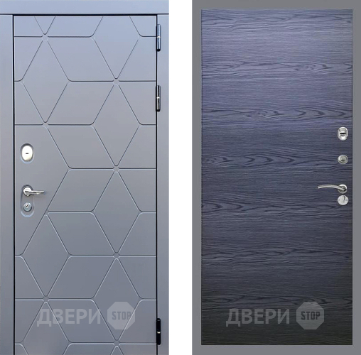 Входная металлическая Дверь Стоп КОСМО Гладкая Дуб тангенальный черный в Бронницах