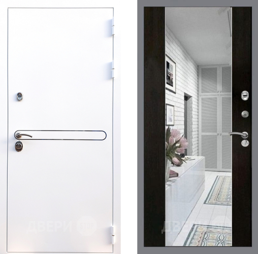 Входная металлическая Дверь Стоп Лайн Вайт Зеркало СБ-16 Венге в Бронницах