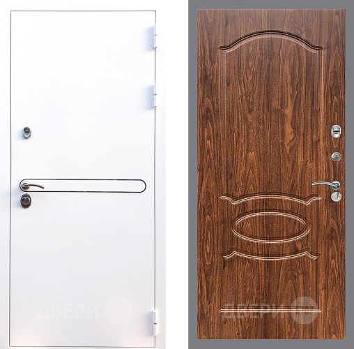 Входная металлическая Дверь Стоп Лайн Вайт ФЛ-128 орех тисненый в Бронницах