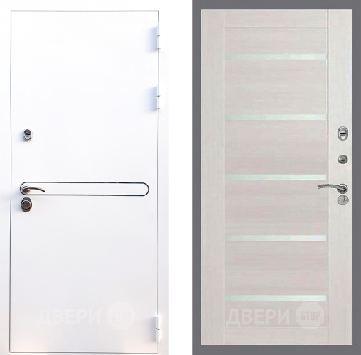 Входная металлическая Дверь Стоп Лайн Вайт СБ-14 Лиственница беж в Бронницах