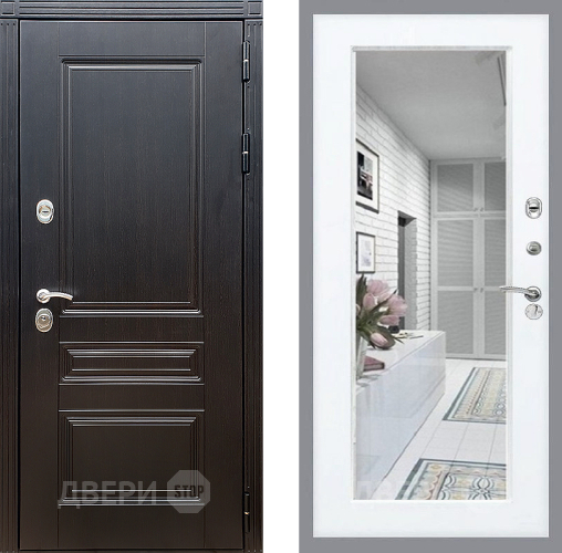 Входная металлическая Дверь Стоп МЕГАПОЛИС Зеркало Силк Сноу в Бронницах