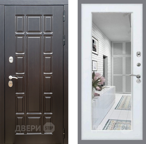 Входная металлическая Дверь Стоп НЬЮ ЙОРК Зеркало Белый ясень в Бронницах