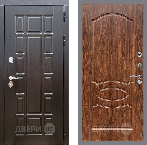 Входная металлическая Дверь Стоп НЬЮ ЙОРК ФЛ-128 орех тисненый в Бронницах