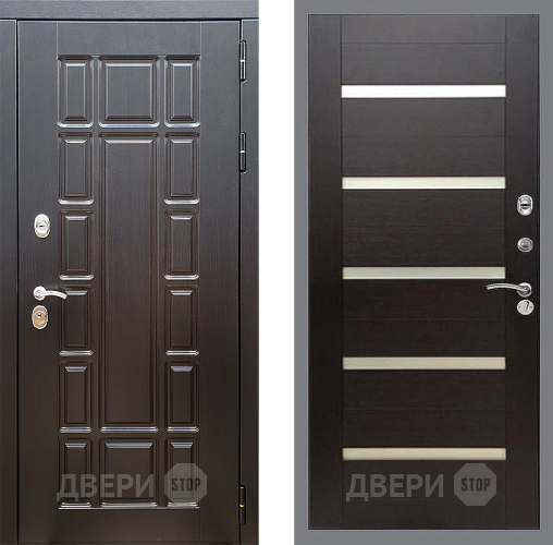 Входная металлическая Дверь Стоп НЬЮ ЙОРК СБ-14 венге поперечный в Бронницах