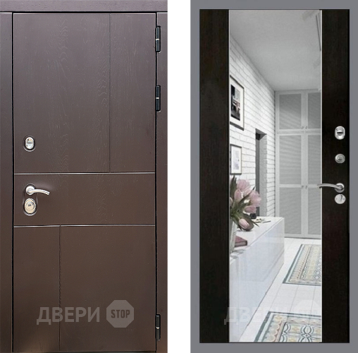 Входная металлическая Дверь Стоп УРБАН Зеркало СБ-16 Венге в Бронницах