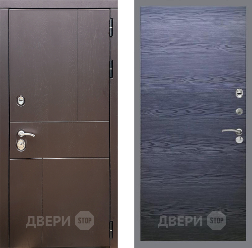 Входная металлическая Дверь Стоп УРБАН Гладкая Дуб тангенальный черный в Бронницах