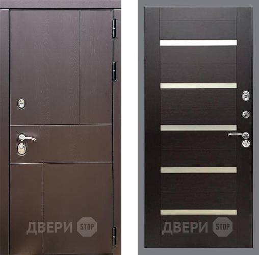 Входная металлическая Дверь Стоп УРБАН СБ-14 венге поперечный в Бронницах