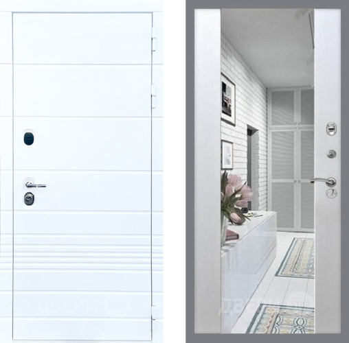 Входная металлическая Дверь Стоп ТРЕНДО Зеркало СБ-16 Лиственница беж в Бронницах