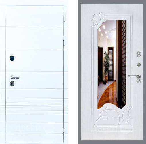 Входная металлическая Дверь Стоп ТРЕНДО ЗкркалоФЛ-147 Ясень белый в Бронницах