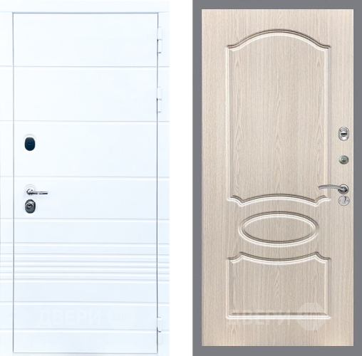 Входная металлическая Дверь Стоп ТРЕНДО ФЛ-128 Беленый дуб в Бронницах