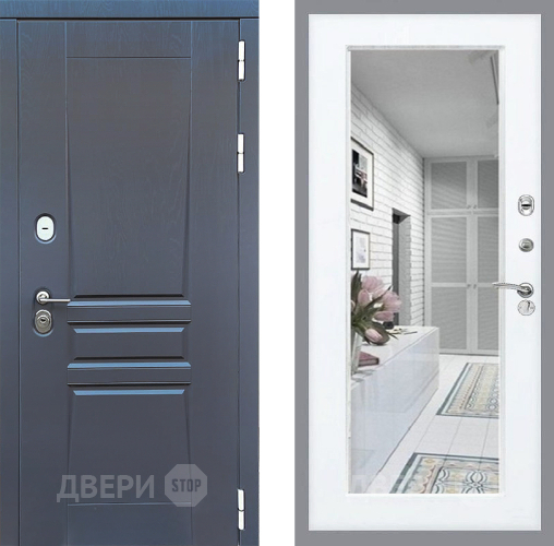 Входная металлическая Дверь Стоп ПЛАТИНУМ Зеркало Силк Сноу в Бронницах