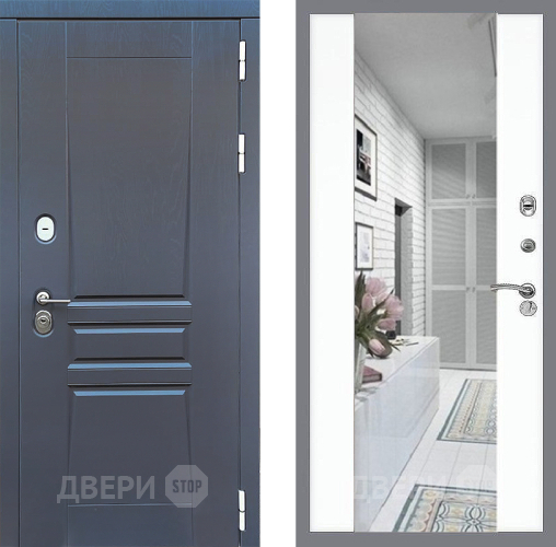 Входная металлическая Дверь Стоп ПЛАТИНУМ Зеркало СБ-16 Силк Сноу в Бронницах