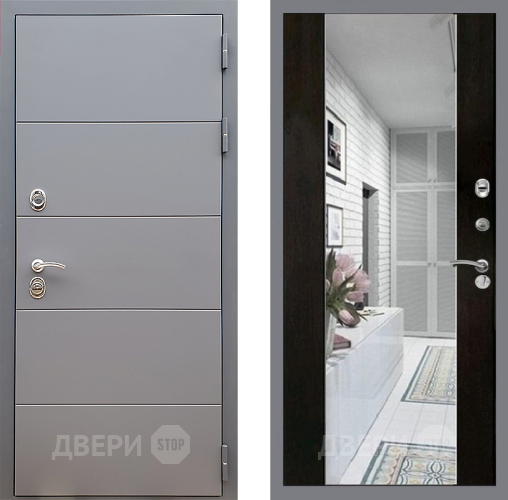 Входная металлическая Дверь Стоп АРТ ГРАФИТ Зеркало СБ-16 Венге в Бронницах