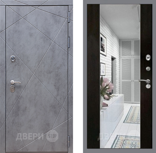 Входная металлическая Дверь Стоп Лучи Зеркало СБ-16 Венге в Бронницах