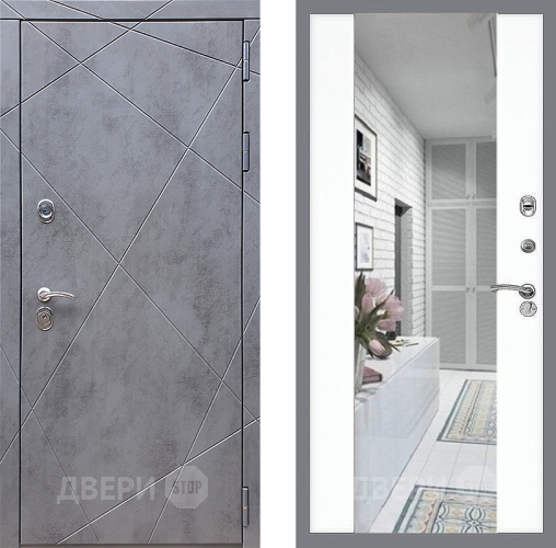 Входная металлическая Дверь Стоп Лучи Зеркало СБ-16 Силк Сноу в Бронницах