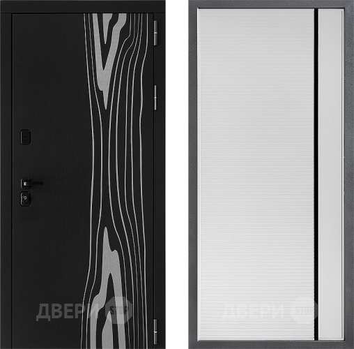 Входная металлическая Дверь Дверной континент ДК-12 ФЛ-757 Черное Стекло Софт милк в Бронницах