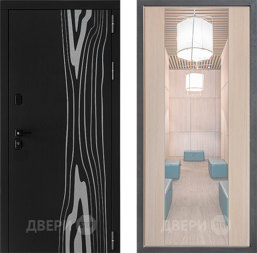 Входная металлическая Дверь Дверной континент ДК-12 ФЛЗ-1 Зеркало Капучино в Бронницах