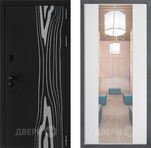 Входная металлическая Дверь Дверной континент ДК-12 ФЛЗ-1 Зеркало Белый софт в Бронницах