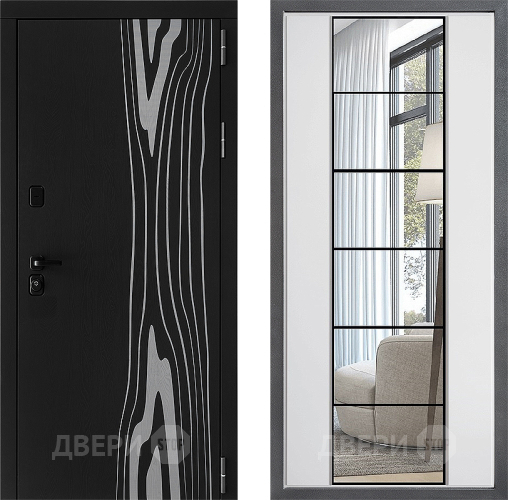 Входная металлическая Дверь Дверной континент ДК-12 ФЛЗ-2 Зеркало Белый софт в Бронницах