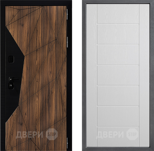 Входная металлическая Дверь Дверной континент ДК-11 ФЛ-Лайн Белое дерево в Бронницах