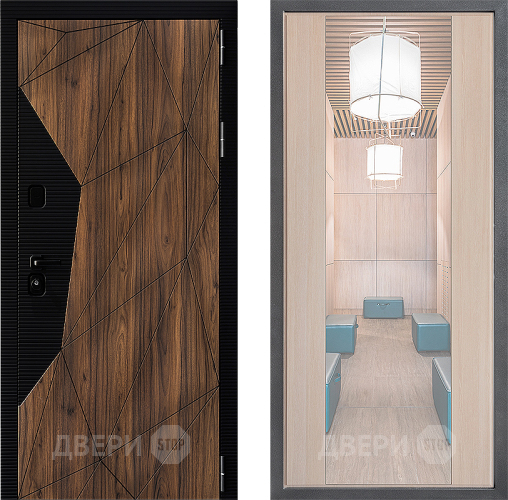 Входная металлическая Дверь Дверной континент ДК-11 ФЛЗ-1 Зеркало Капучино в Бронницах