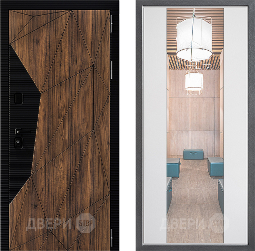 Входная металлическая Дверь Дверной континент ДК-11 ФЛЗ-1 Зеркало Белый софт в Бронницах