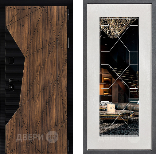 Входная металлическая Дверь Дверной континент ДК-11 ФЛ-Тиффани Зеркало Белое дерево в Бронницах