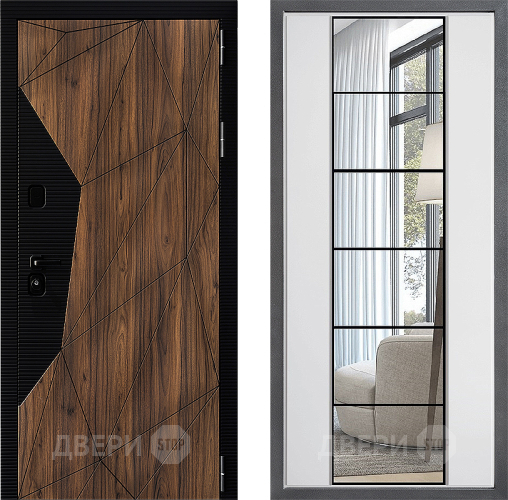 Входная металлическая Дверь Дверной континент ДК-11 ФЛЗ-2 Зеркало Белый софт в Бронницах