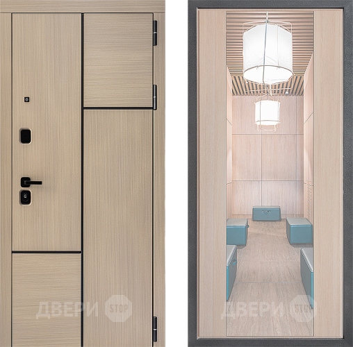 Входная металлическая Дверь Дверной континент ДК-14 ФЛЗ-1 Зеркало Капучино в Бронницах