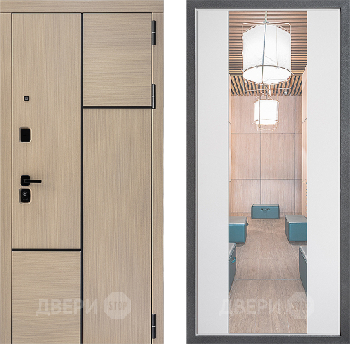 Входная металлическая Дверь Дверной континент ДК-14 ФЛЗ-1 Зеркало Белый софт в Бронницах