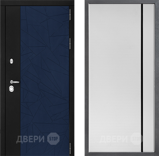 Входная металлическая Дверь Дверной континент ДК-9 ФЛ-757 Черное Стекло Софт милк в Бронницах